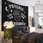 1pc, Tapestry Moon and Star Psychic Readings Black Mandala Halloween Decoration Wall Hanging Hand Bohemian Wall Blanket Bedroom Living Room Home Decors (Psychic Reading) Lootquake LLC