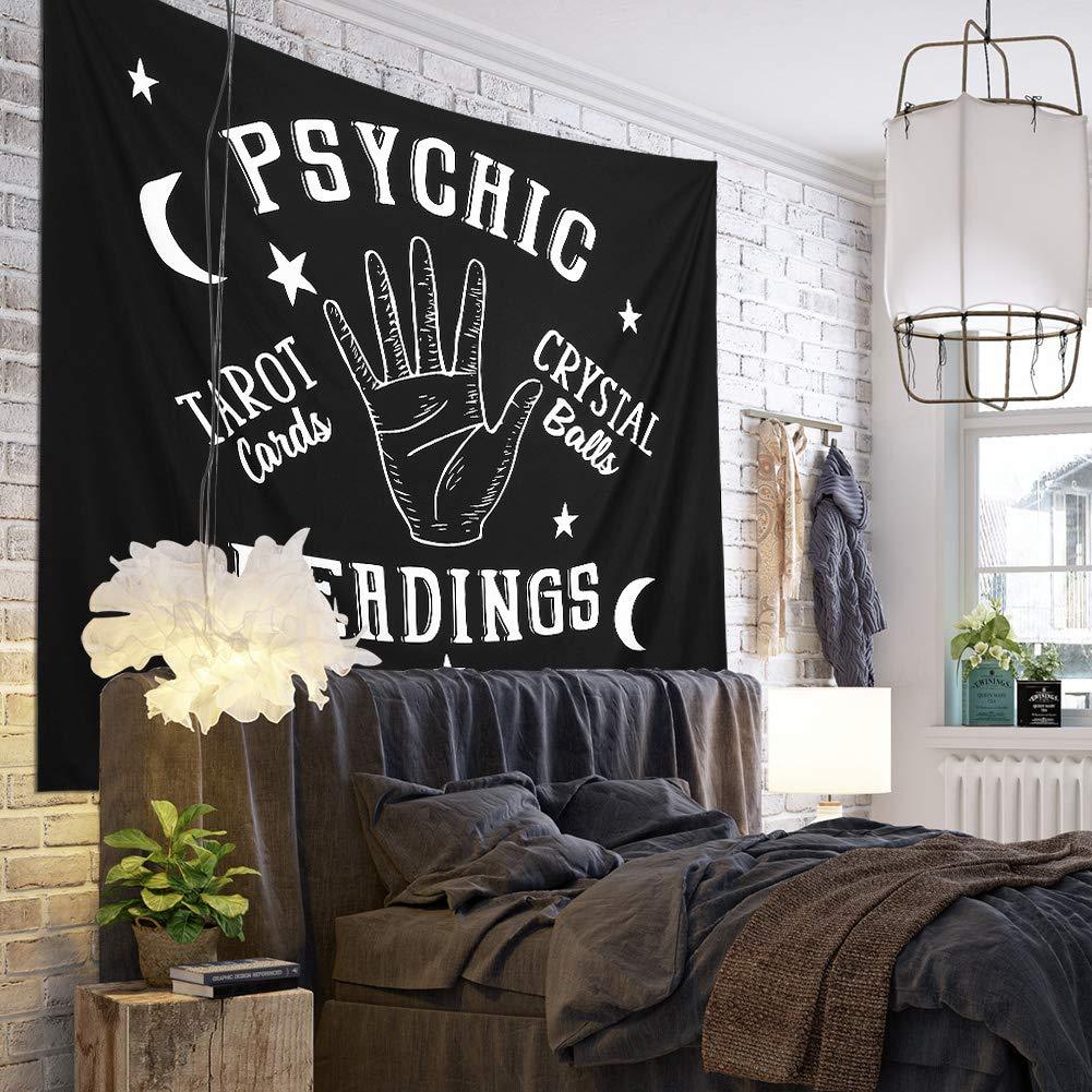1pc, Tapestry Moon and Star Psychic Readings Black Mandala Halloween Decoration Wall Hanging Hand Bohemian Wall Blanket Bedroom Living Room Home Decors (Psychic Reading) Lootquake LLC