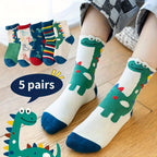 Boy's Dinosaur Pattern Socks, Breathable, Comfy, Casual Style, Unisex Lootquake LLC