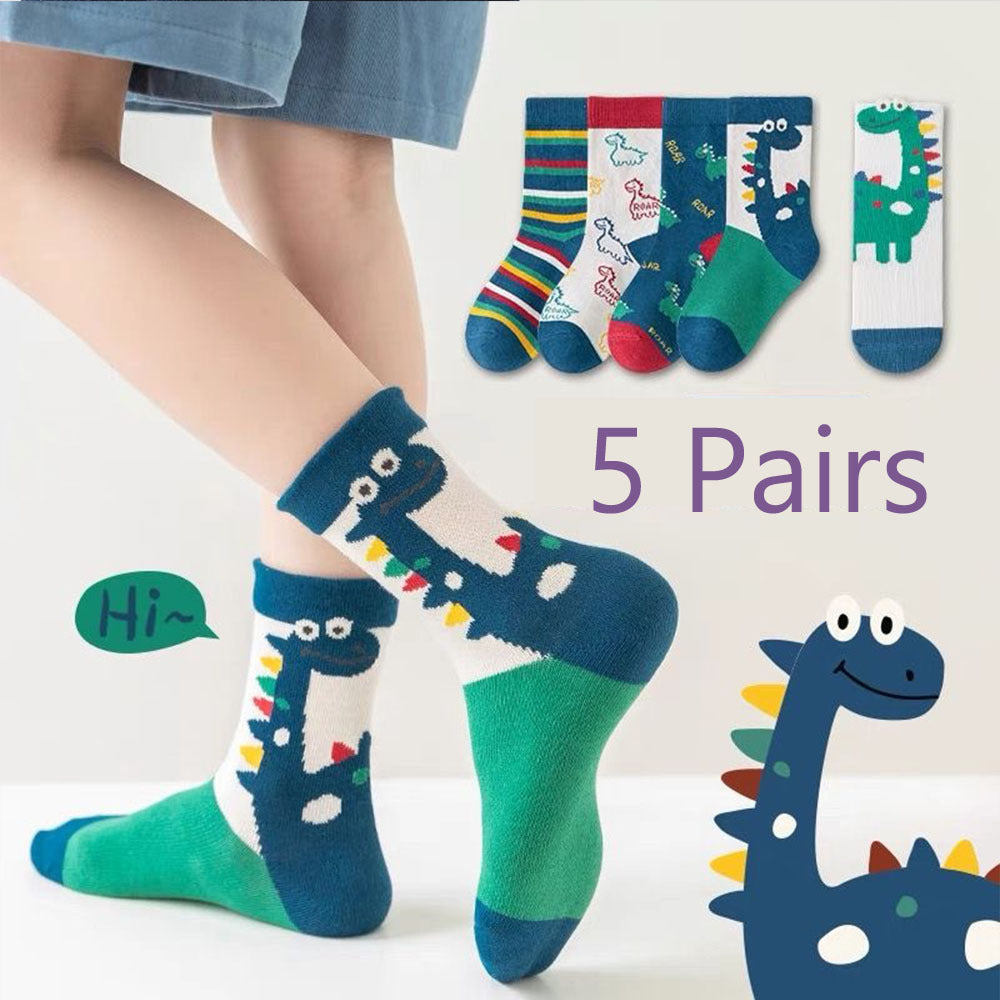 Boy's Dinosaur Pattern Socks, Breathable, Comfy, Casual Style, Unisex Lootquake LLC