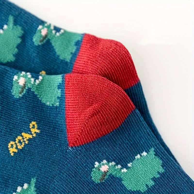 Boy's Dinosaur Pattern Socks, Breathable, Comfy, Casual Style, Unisex Lootquake LLC