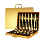 24-Piece Stainless Steel Tableware Set - One-Piece Molded Knife Fork Spoon Collection Pi-Mart