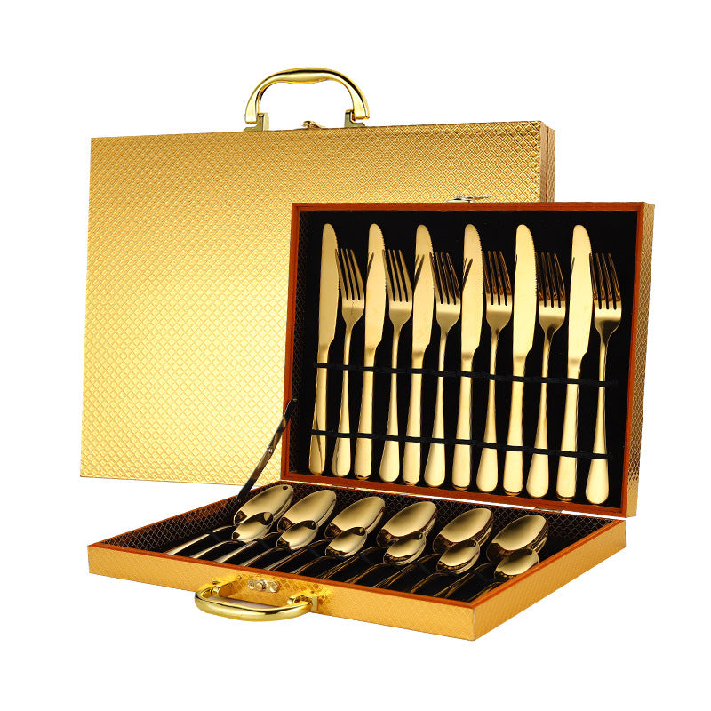 24-Piece Stainless Steel Tableware Set - One-Piece Molded Knife Fork Spoon Collection Pi-Mart