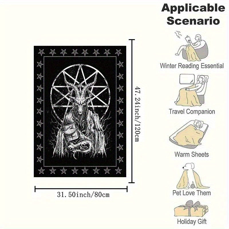 1pc Demonic Goat Baphomet Blanket 3D Printing Flannel Throw Blanket Bedroom Living Room Sofa Camping Travel Comfortable And Soft Blanket