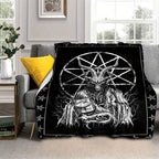 1pc Demonic Goat Baphomet Blanket 3D Printing Flannel Throw Blanket Bedroom Living Room Sofa Camping Travel Comfortable And Soft Blanket