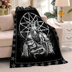1pc Demonic Goat Baphomet Blanket 3D Printing Flannel Throw Blanket Bedroom Living Room Sofa Camping Travel Comfortable And Soft Blanket