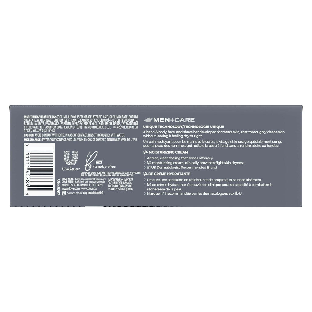 Dove Men+Care Body + Face Bar Mild Formula All Skin Type, Clean Comfort, 3.75 oz (8 Bars) EasyOptionXY LLC