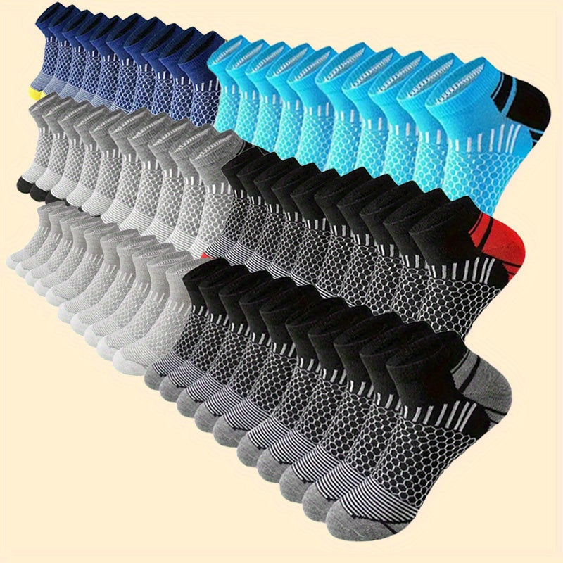 20 Or 60 Pairs Of Men's Low Cut Socks, Anti Odor & Sweat Absorption, Comfy & Breathable, Elastic Sport Socks, All Seasons Wearing Lootquake LLC