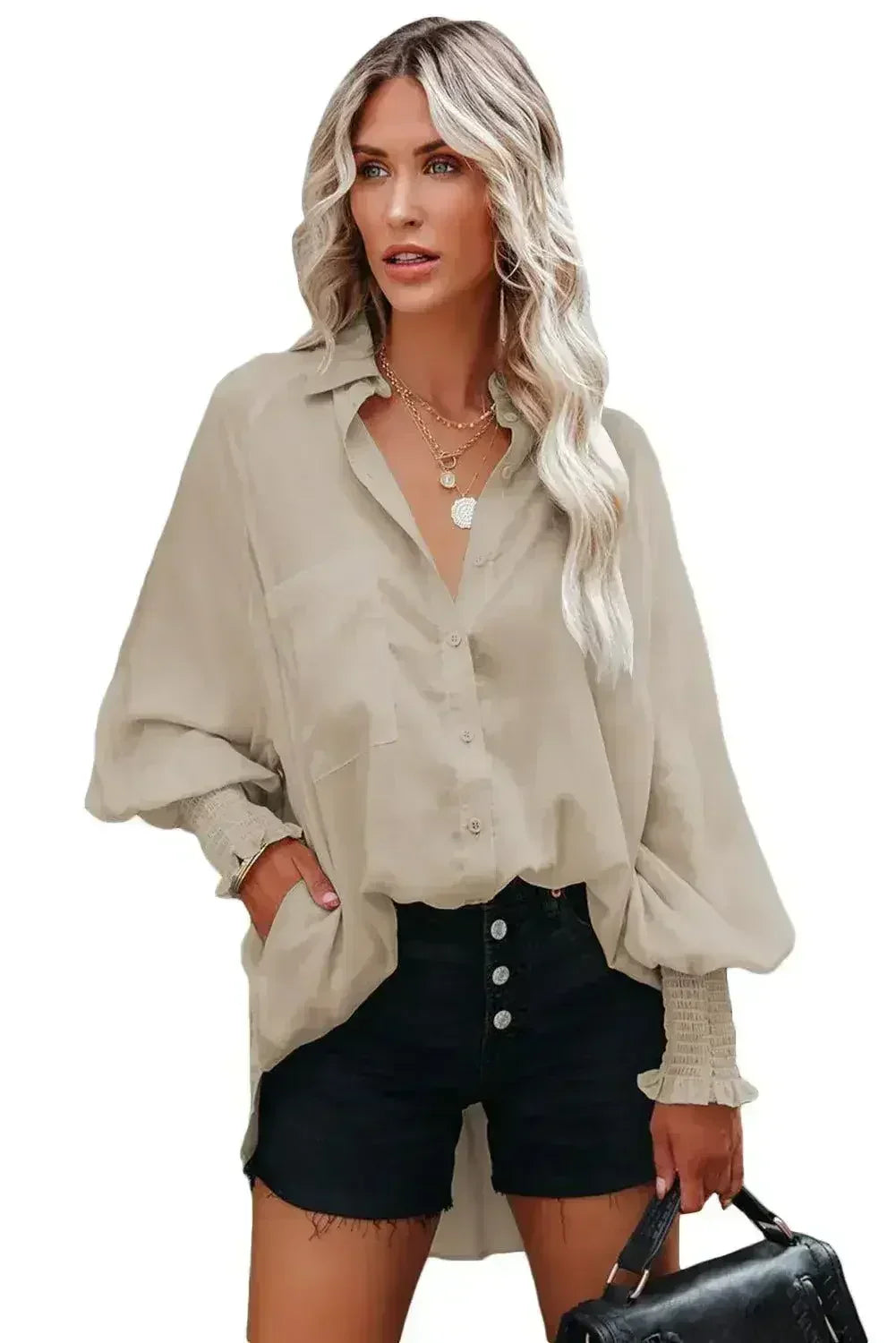 Spring And Autumn New Lapel Shirts Thin Mid Length Striped Casual Long - SJB-DIAMOND ELITES