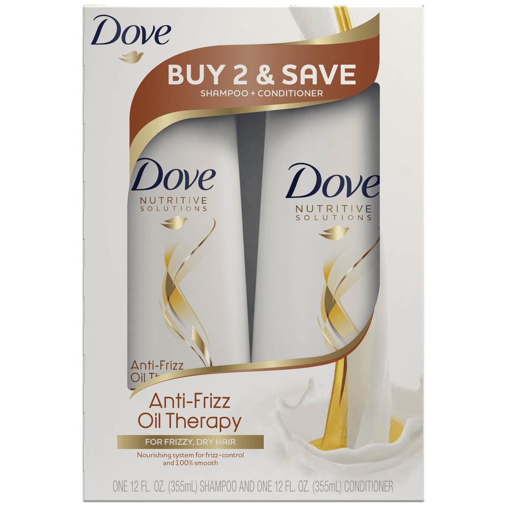 Dove Nutritive Solutions Shampoo and Conditioner Anti-Frizz Oil Therapy 12 oz, 2 count
