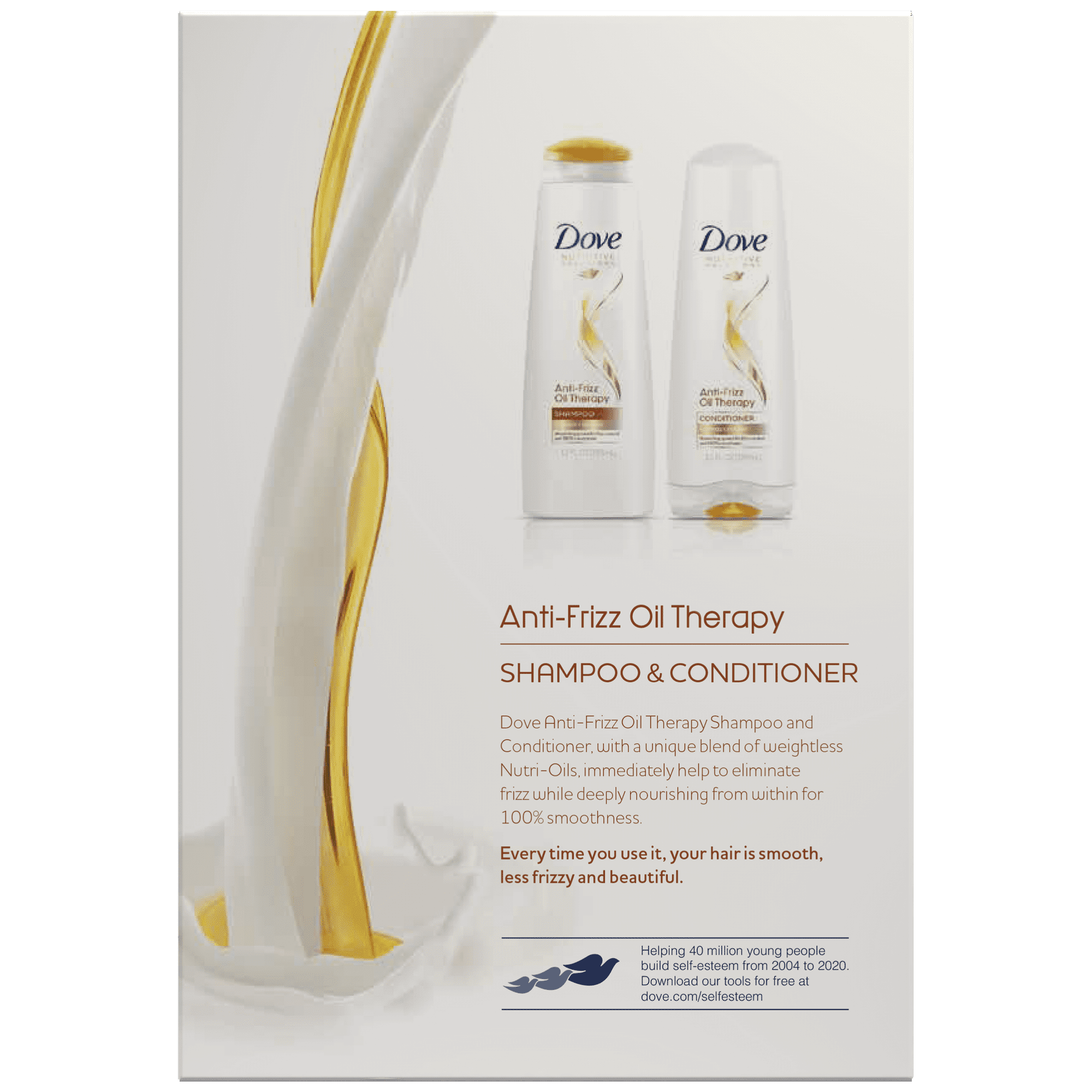Dove Nutritive Solutions Shampoo and Conditioner Anti-Frizz Oil Therapy 12 oz, 2 count
