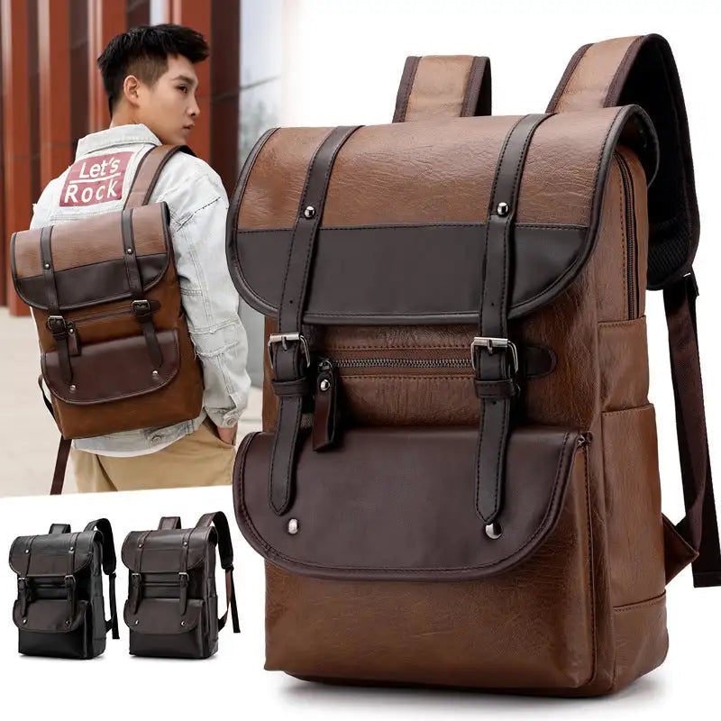 New PU waterproof backpack student computer bag Lootquake LLC