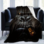 1pc Gorilla Velvet Blanket - Vibrant 3D Printed Design with Dyeing Technology, Thermal Insulation for Ultimate Warmth, Soft and Plush for Unparalleled Comfort - Perfect for Cozying Up in Bedroom, Living Room, Office, or Outdo