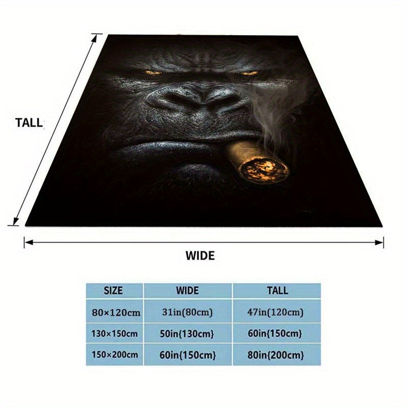 1pc Gorilla Velvet Blanket - Vibrant 3D Printed Design with Dyeing Technology, Thermal Insulation for Ultimate Warmth, Soft and Plush for Unparalleled Comfort - Perfect for Cozying Up in Bedroom, Living Room, Office, or Outdo