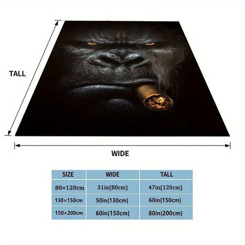 1pc Gorilla Velvet Blanket - Vibrant 3D Printed Design with Dyeing Technology, Thermal Insulation for Ultimate Warmth, Soft and Plush for Unparalleled Comfort - Perfect for Cozying Up in Bedroom, Living Room, Office, or Outdo