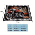 1pc Retro Red Brick Motorcycle Printed Soft and Warm Flannel Blanket - Cozy Bed, Living Room, Picnic, Traveler's Sofa, and Car Interior Blanket for Ultimate Comfort