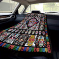 Four Seasons Cozy Mexican Skull Pattern Fleece Blanket - Soft Polyester Fiber, Warm Flannel, Car Camper Nap Blanket, Vibrant Printed Design - Perfect for Indoor and Outdoor Use