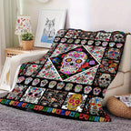 Four Seasons Cozy Mexican Skull Pattern Fleece Blanket - Soft Polyester Fiber, Warm Flannel, Car Camper Nap Blanket, Vibrant Printed Design - Perfect for Indoor and Outdoor Use