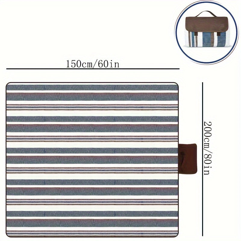 1pc Extra Large Dual-Layer Nylon Picnic Blanket - Water-Resistant, Spacious & Comfortable Mat with Carry Handle - Ideal for Sunny Beaches, Family Camping & Outdoor Fun