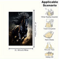 Running Black Horse Pattern Printed Nap RV Travel Camping Soft Comfortable Convenient All-Season Blanket