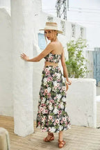 Women's 2Pcs Floral Long Skirt Set