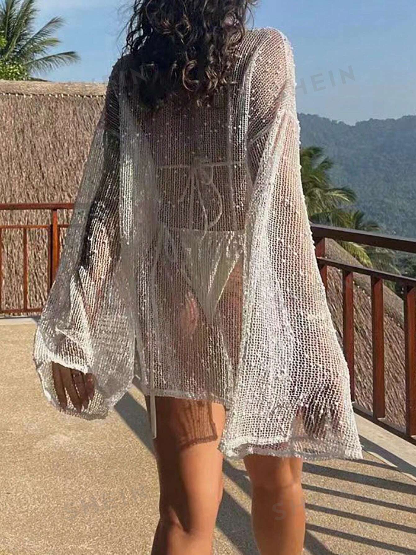Women's Loose Drop Shoulder & Bell Sleeve Beach Cover Up For Casual Or Vacation Outfit - SJB-DIAMOND ELITES