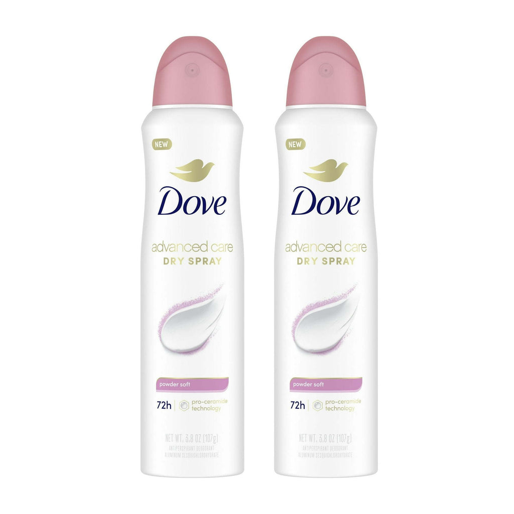 Dove Advanced Care Women's Antiperspirant Deodorant Spray Powder Soft, 3.8 oz Twin Pack