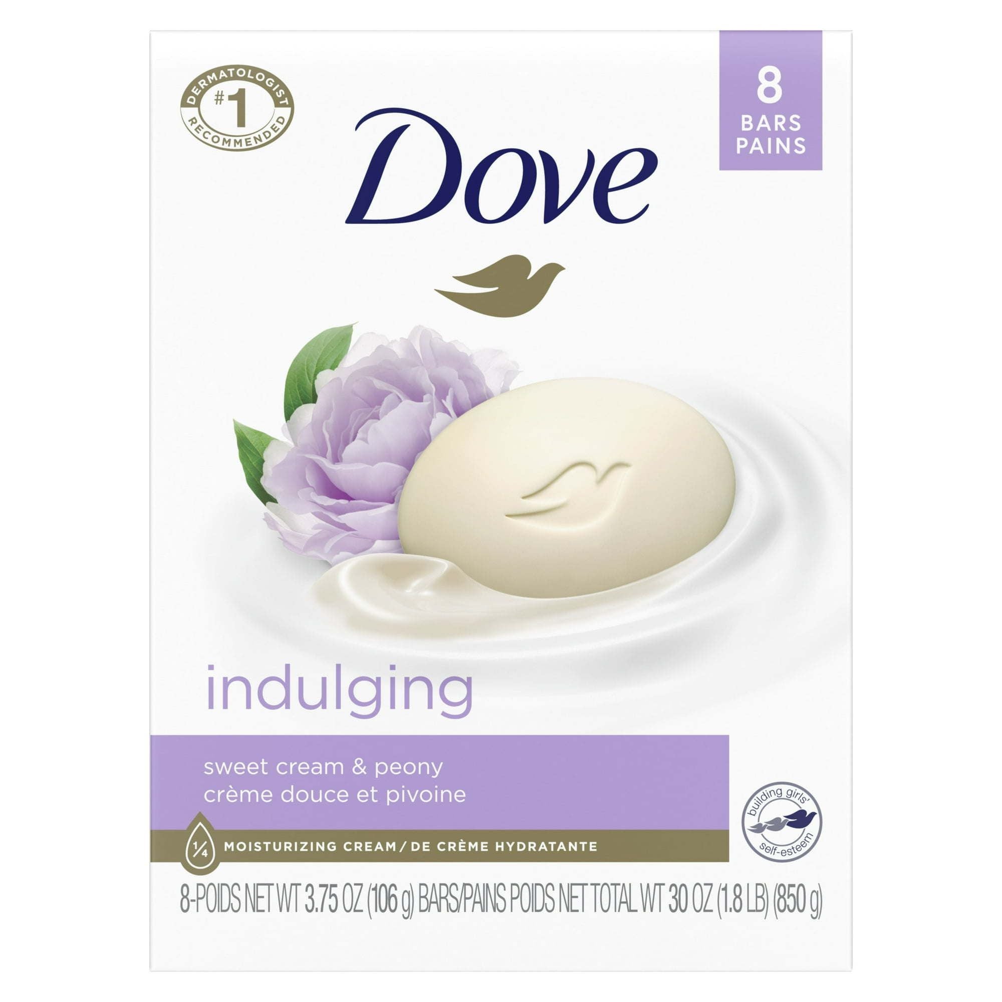 Dove Indulging Gentle Beauty Bar Soap for Dry Skin, Sweet Cream and Peony, 3.75 oz (8 Bars) EasyOptionXY LLC