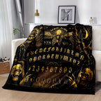 Ouija Board Design Flannel Throw Blanket, Soft Polyester Fiber, Decorative Sofa Couch Picnic Blanket, Lightweight Warm Bed Cover for Living Room Bedroom, Polyester 100%, Large Size Available