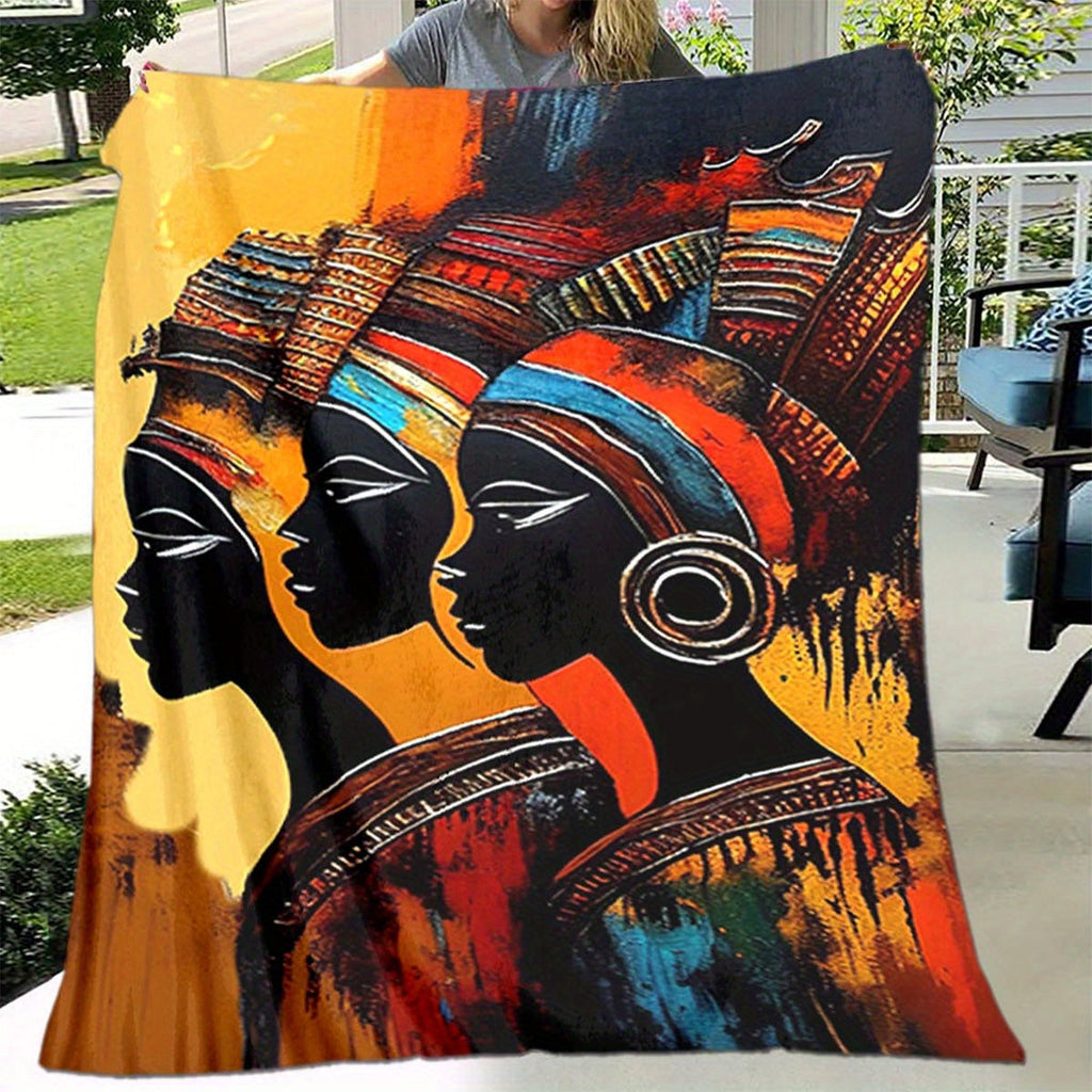 Soft & Cozy African Woman 3D Print Flannel Throw Blanket - Perfect For Sofa, Bed, Picnic, And Car Naps Lootquake LLC