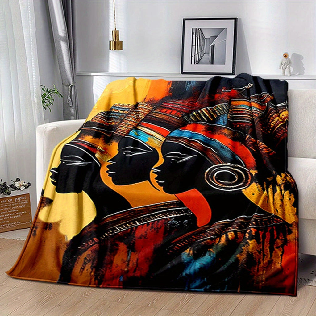 Soft & Cozy African Woman 3D Print Flannel Throw Blanket - Perfect For Sofa, Bed, Picnic, And Car Naps Lootquake LLC