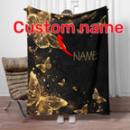 1pc Custom Name Blanket, Butterfly Personalization Lightweight Throw Blanket For Sofa, Bed, Travel, Camping, Living Room, Office, Couch, Chair, And Bed - Digital Printing Soft And Warm Flannel Fabric Blanket Lootquake LLC