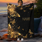 1pc Custom Name Blanket, Butterfly Personalization Lightweight Throw Blanket For Sofa, Bed, Travel, Camping, Living Room, Office, Couch, Chair, And Bed - Digital Printing Soft And Warm Flannel Fabric Blanket Lootquake LLC