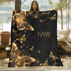 1pc Custom Name Blanket, Butterfly Personalization Lightweight Throw Blanket For Sofa, Bed, Travel, Camping, Living Room, Office, Couch, Chair, And Bed - Digital Printing Soft And Warm Flannel Fabric Blanket Lootquake LLC