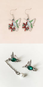 Colorful Hummingbird Full Diamond Pendant Earrings Pi-Mart