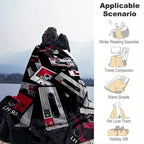 Retro Cassette Tape Design Soft Polyester Square Blanket for Sofa, Bed, Picnic, and Office Use - Comfortable and Cozy Art Print Throw Blanket Lootquake LLC