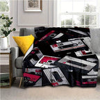 Retro Cassette Tape Design Soft Polyester Square Blanket for Sofa, Bed, Picnic, and Office Use - Comfortable and Cozy Art Print Throw Blanket Lootquake LLC
