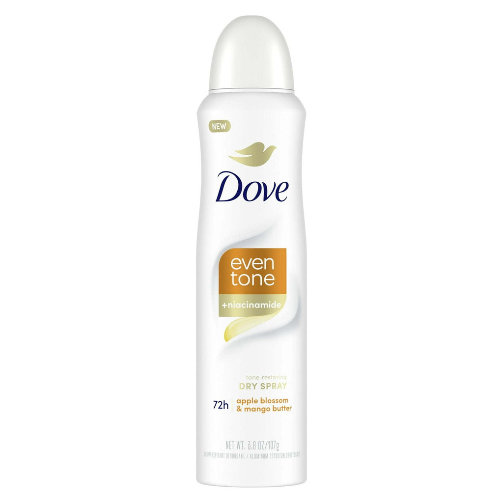 Dove Even Tone Women's Antiperspirant Dry Spray, Apple Blossom & Mango Butter, 3.8 oz