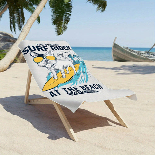1pc Surfing Dog Beach Towel, Super Absorbent & Quick-drying Swimming Towel, Lightweight & Soft Beach Blanket, Suitable For Beach Swimming Outdoor Camping Travel, Ideal Beach Essentials