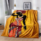 African Girl Luxury Flannel Throw Blanket - Velvety Soft, 100% Premium Polyester, Oversized for Living Room, Bedroom, Sofa, Couch & Car - Durable Chair Cover and Stylish Picnic Decor