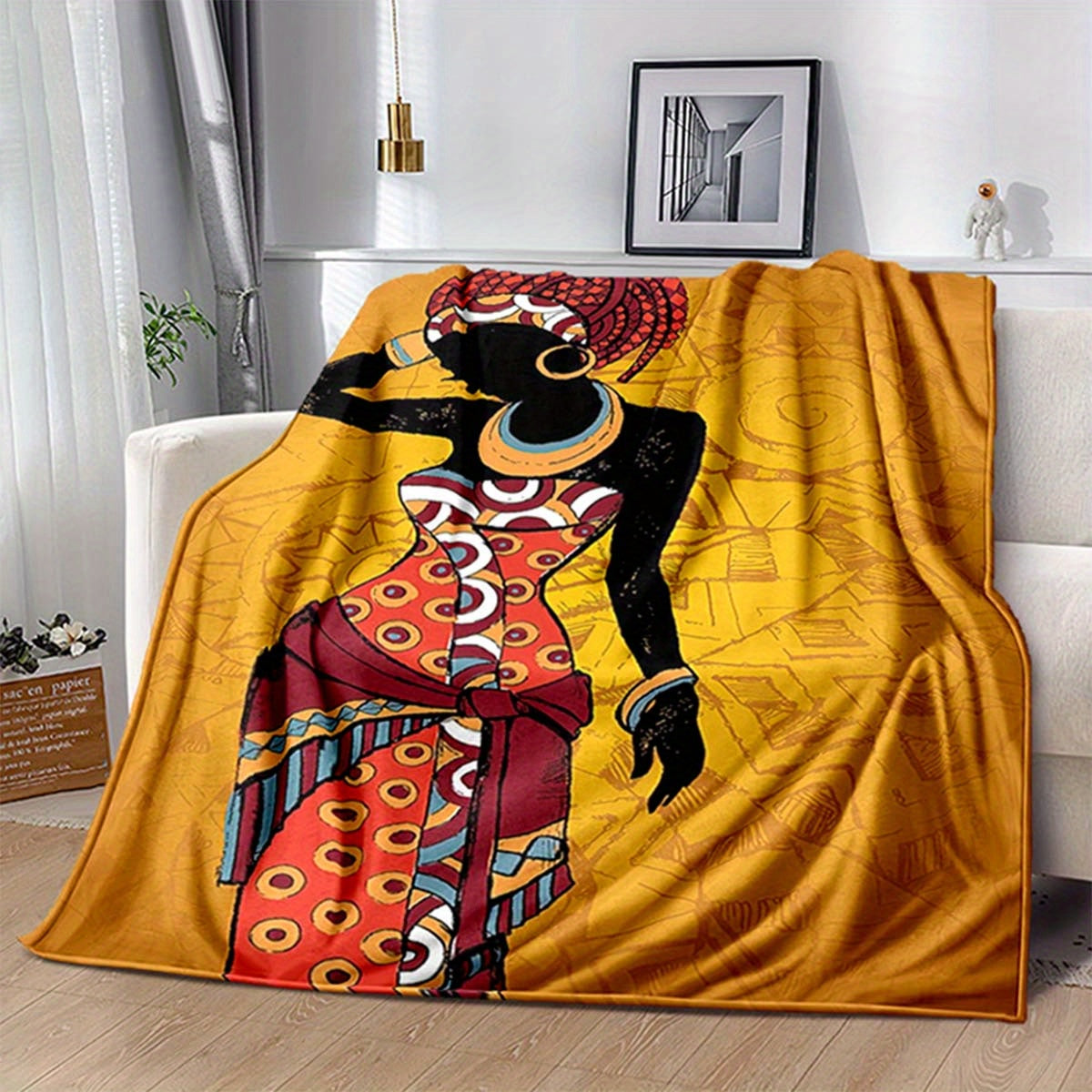 African Girl Luxury Flannel Throw Blanket - Velvety Soft, 100% Premium Polyester, Oversized for Living Room, Bedroom, Sofa, Couch & Car - Durable Chair Cover and Stylish Picnic Decor