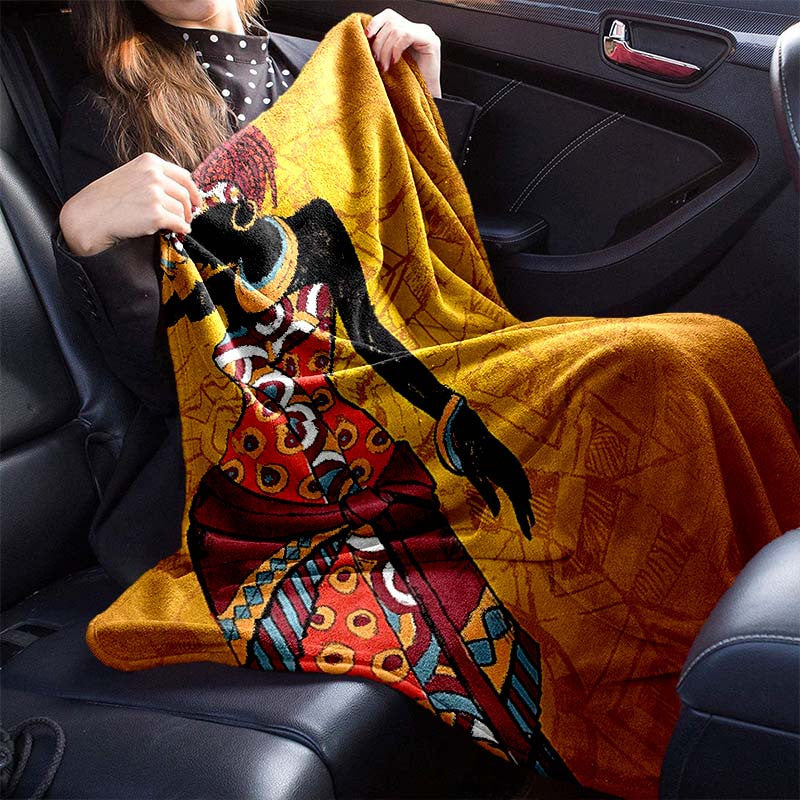 African Girl Luxury Flannel Throw Blanket - Velvety Soft, 100% Premium Polyester, Oversized for Living Room, Bedroom, Sofa, Couch & Car - Durable Chair Cover and Stylish Picnic Decor