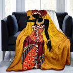 African Girl Luxury Flannel Throw Blanket - Velvety Soft, 100% Premium Polyester, Oversized for Living Room, Bedroom, Sofa, Couch & Car - Durable Chair Cover and Stylish Picnic Decor