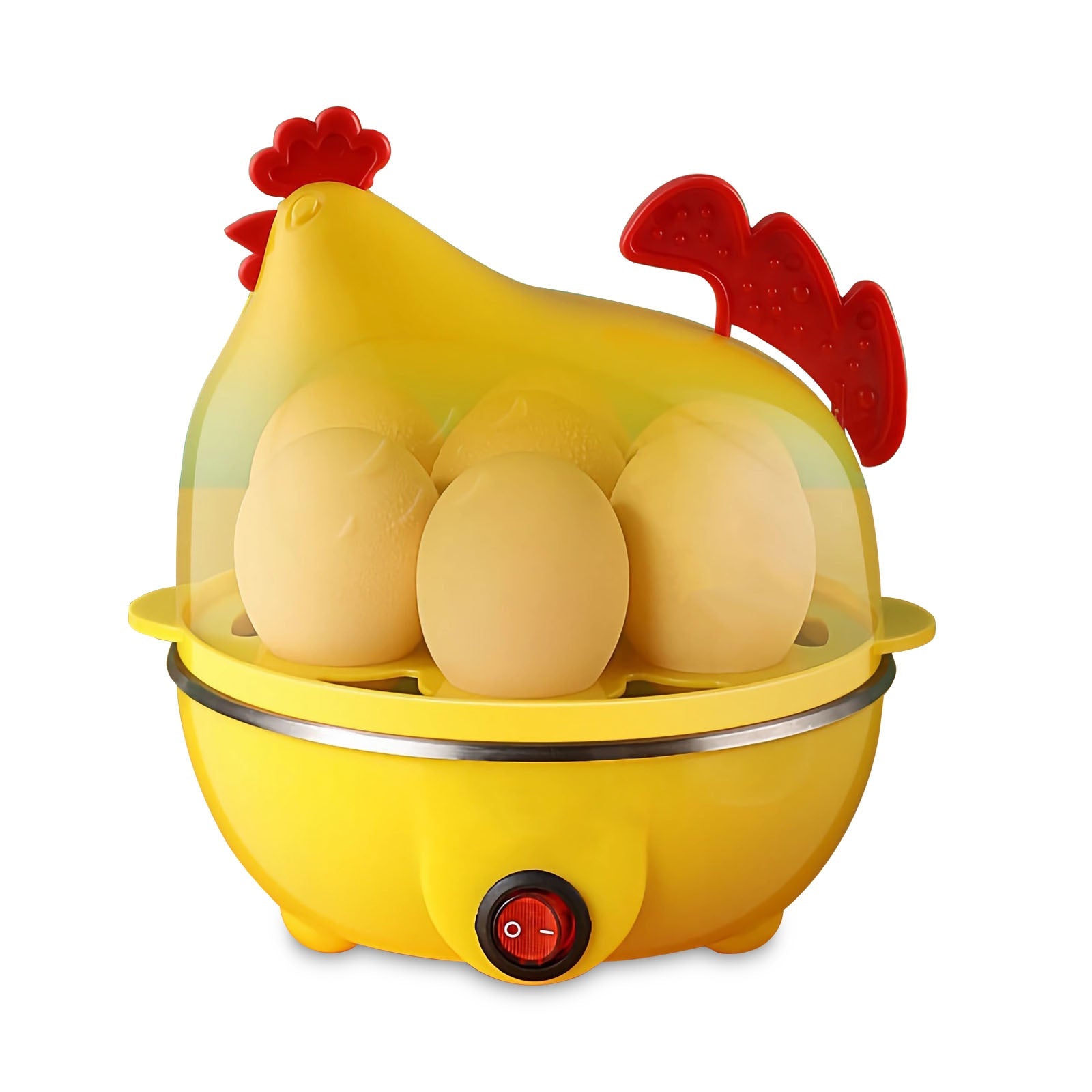 Egg Cooker, Egg Boiler With Steamer Attachment For Soft And Hard Boiled Eggs, Poached Boiled & Omelette Maker Machine Steamer, 7 Egg Capacity Pi-Mart