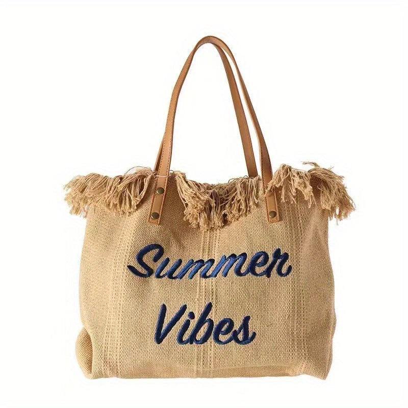 Beach Bag Vacation Purse Bohemia canvas woven tote bag simple ethnic purse - SJB-DIAMOND ELITES