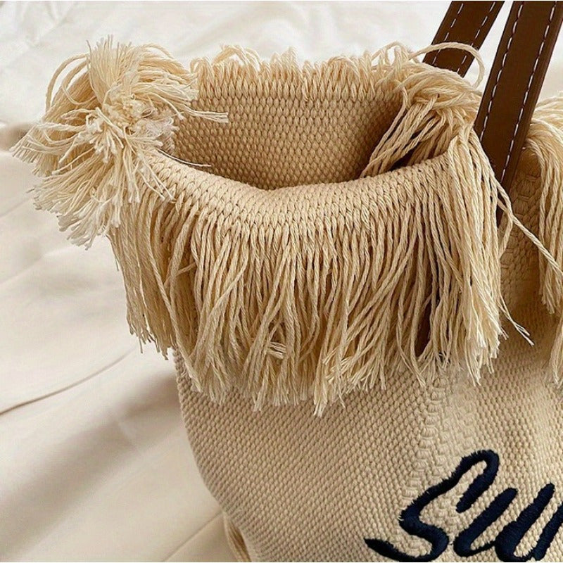 Beach Bag Vacation Purse Bohemia canvas woven tote bag simple ethnic purse - SJB-DIAMOND ELITES