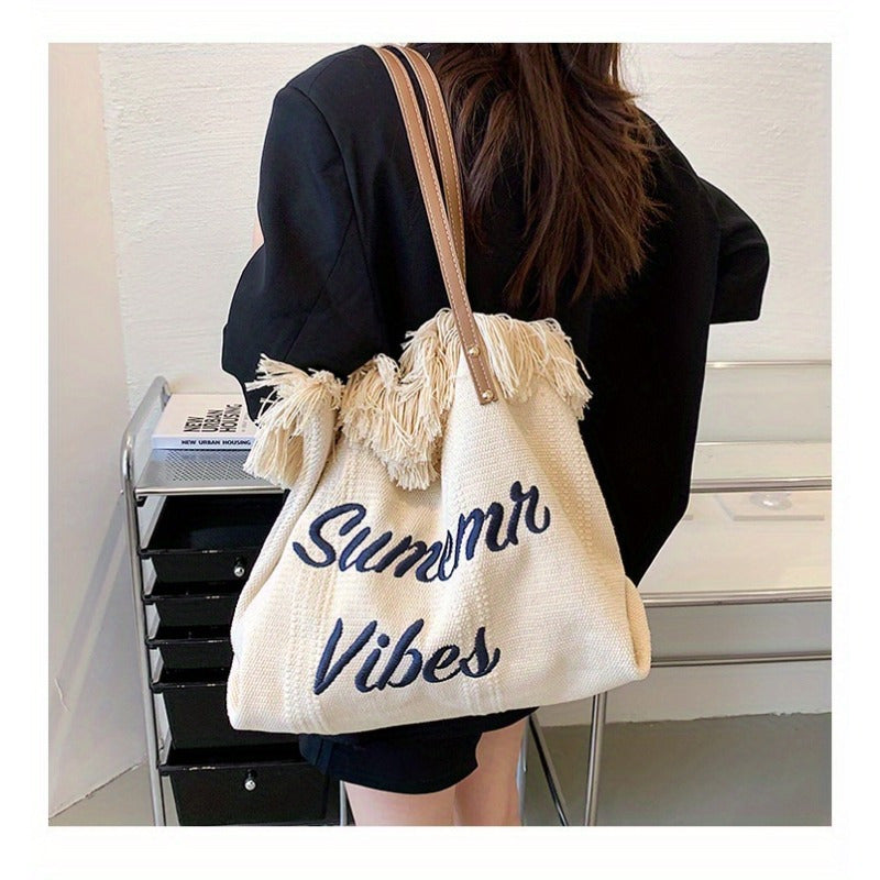 Beach Bag Vacation Purse Bohemia canvas woven tote bag simple ethnic purse - SJB-DIAMOND ELITES