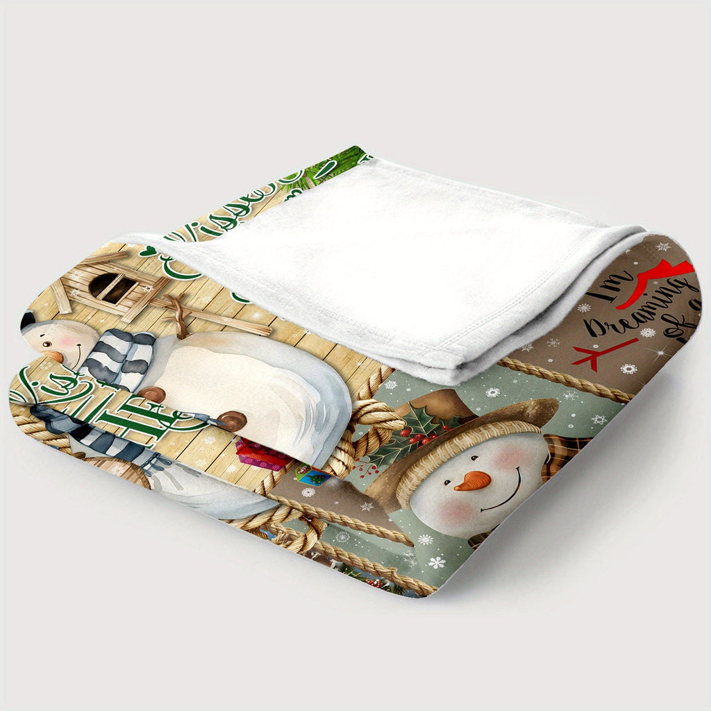 [Hot Selling] Cozy Snowman Christmas Blanket - Soft, Durable Polyester with 3D Printed Design - Perfect for Bed, Sofa, Camping & Travel - Available in Multiple Sizes Lootquake LLC