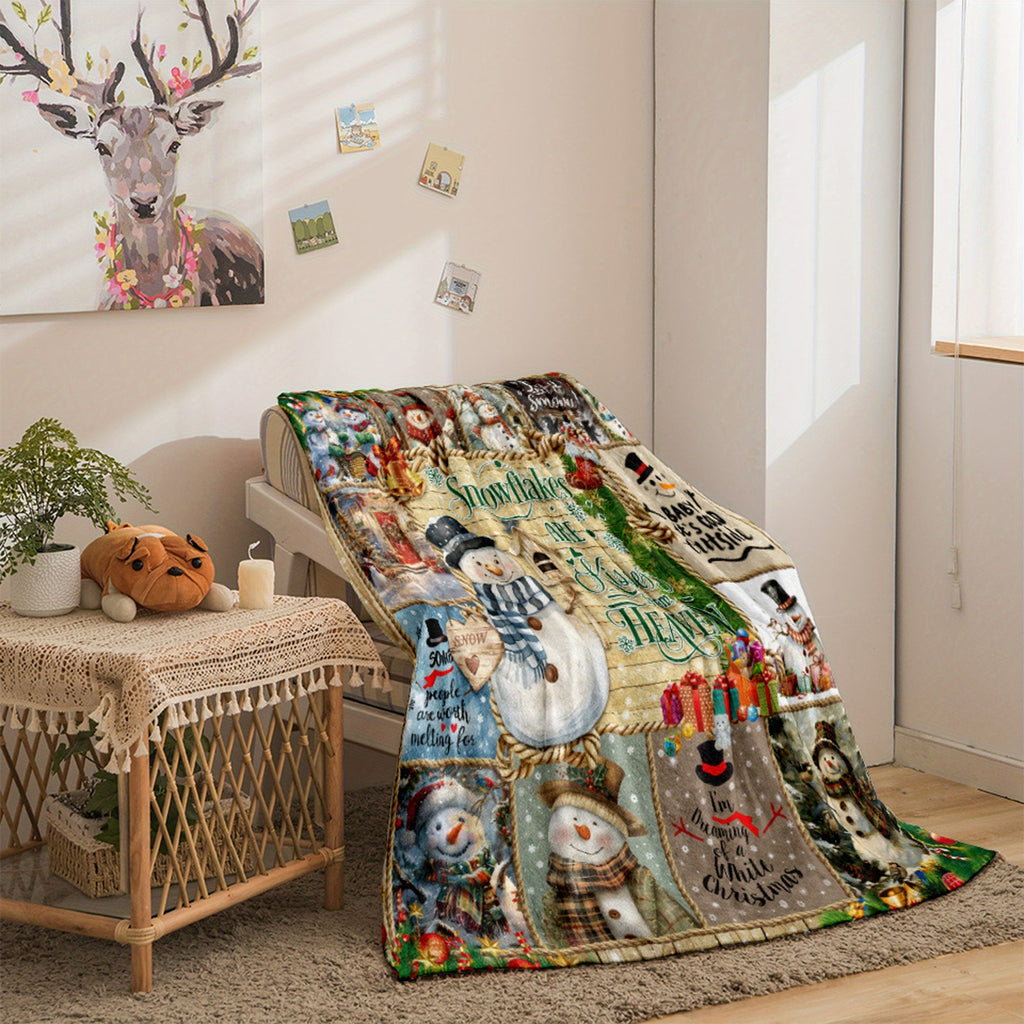 [Hot Selling] Cozy Snowman Christmas Blanket - Soft, Durable Polyester with 3D Printed Design - Perfect for Bed, Sofa, Camping & Travel - Available in Multiple Sizes Lootquake LLC
