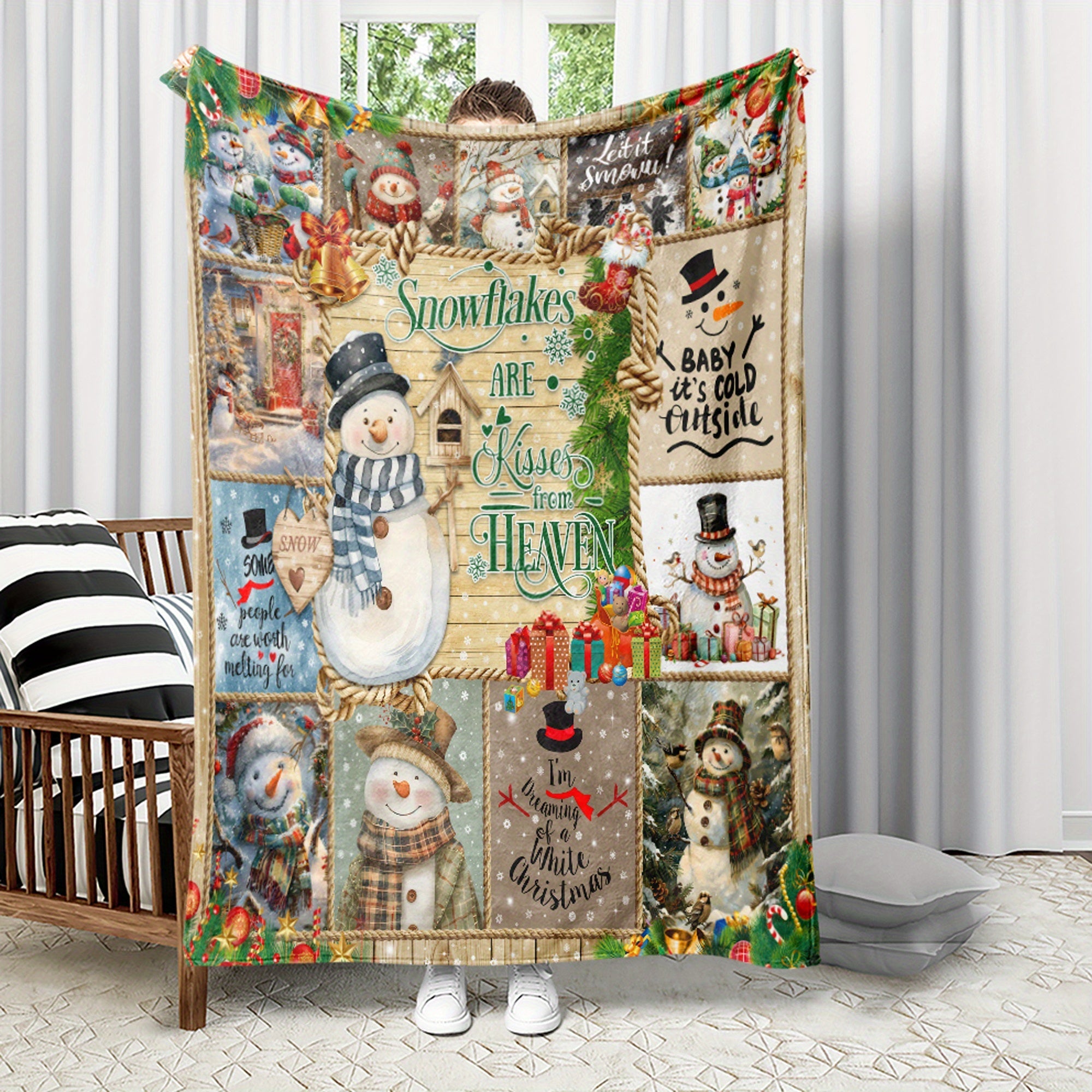 [Hot Selling] Cozy Snowman Christmas Blanket - Soft, Durable Polyester with 3D Printed Design - Perfect for Bed, Sofa, Camping & Travel - Available in Multiple Sizes Lootquake LLC